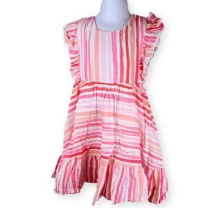 Cheeky Plum Baby Girls Summer Pink White Striped Woven Dress 4T NWT